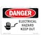 Signmission OSHA Danger Sign, 10" Height, 14" Width, Rigid Plastic, Electrical Hazard Keep Out, Landscape OS-DS-P-1014-L-1198 - alternate 1